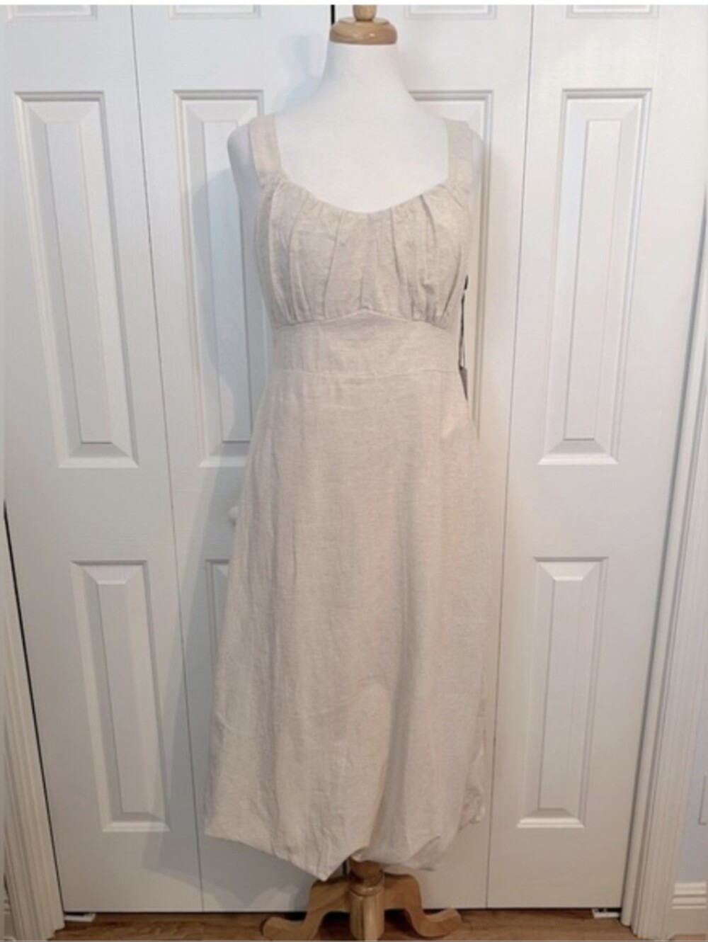 NWOT Tulip Creations Light Cream Sundress with Wide Straps. Natural Fiber.